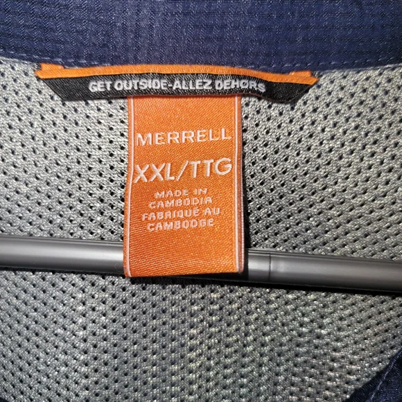 Merrell XXL Mens Outdoor Hiking Shirt Navy Button Down Travel - Picture 5 of 6